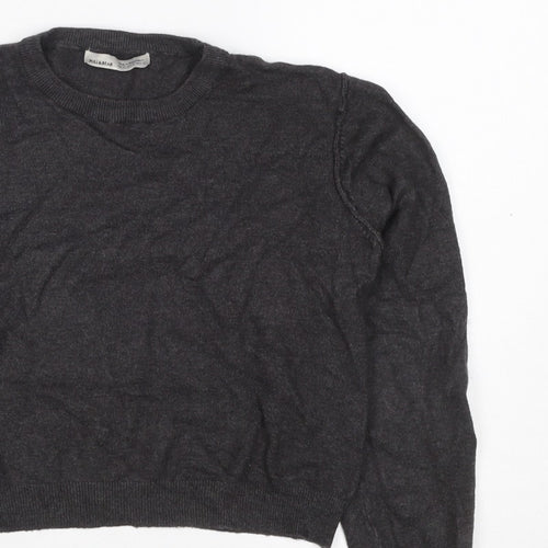 Pull&Bear Women’s Grey Size S Puff Sleeve Crew Neck Knit Jumper