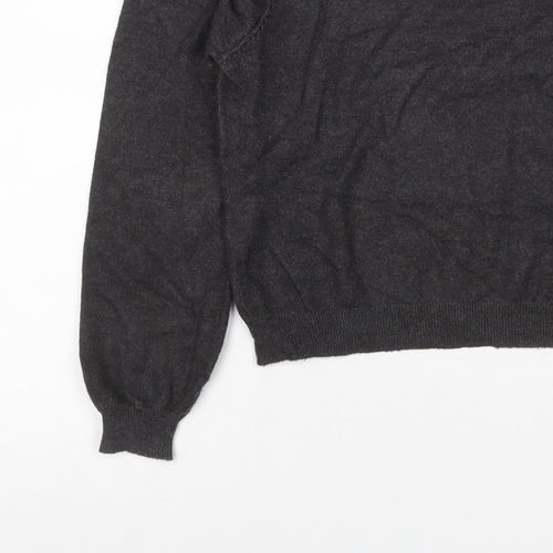 Pull&Bear Women’s Grey Size S Puff Sleeve Crew Neck Knit Jumper