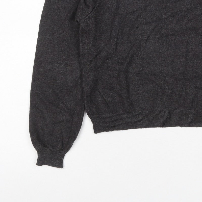 Pull&Bear Women’s Grey Size S Puff Sleeve Crew Neck Knit Jumper
