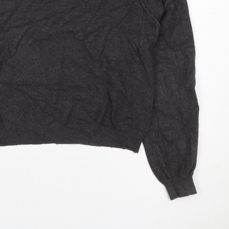 Pull&Bear Women’s Grey Size S Puff Sleeve Crew Neck Knit Jumper