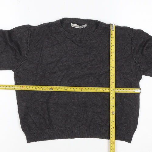 Pull&Bear Women’s Grey Size S Puff Sleeve Crew Neck Knit Jumper