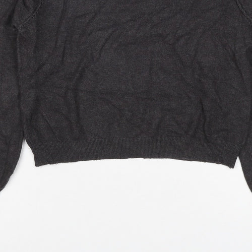 Pull&Bear Women’s Grey Size S Puff Sleeve Crew Neck Knit Jumper