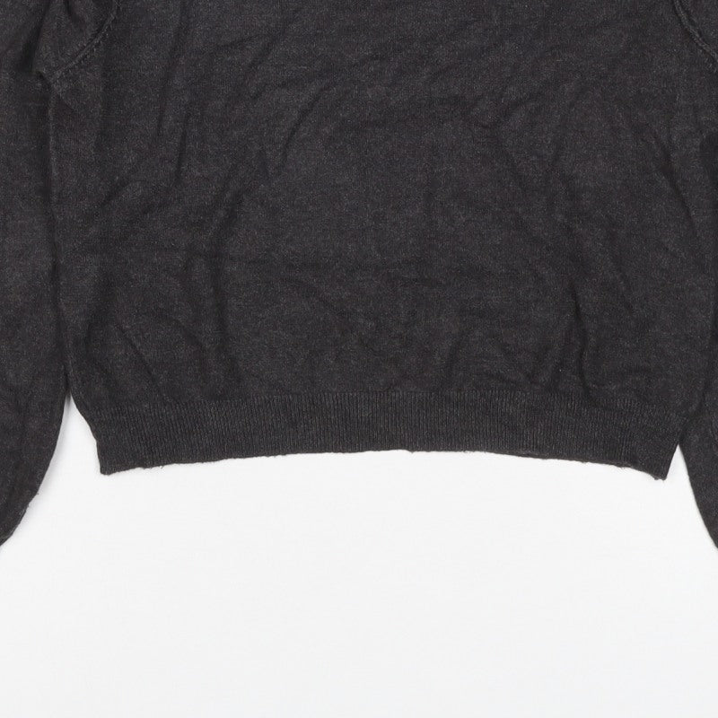 Pull&Bear Women’s Grey Size S Puff Sleeve Crew Neck Knit Jumper