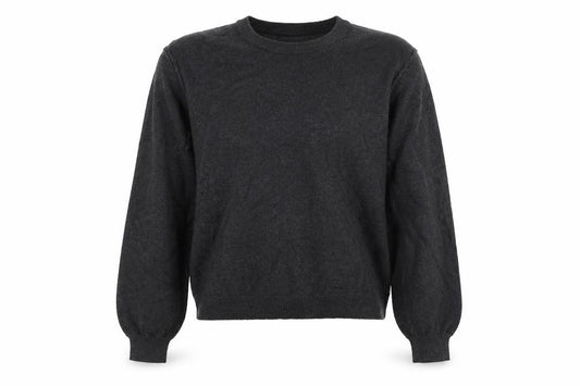 Pull&Bear Women’s Grey Size S Puff Sleeve Crew Neck Knit Jumper