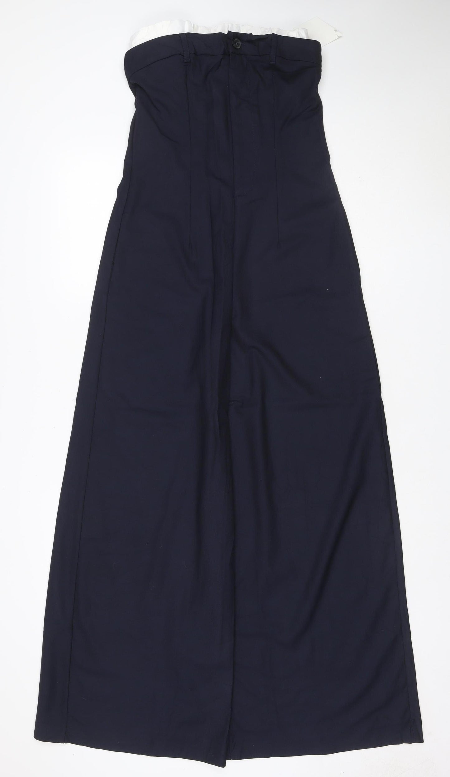 Zara Women’s Navy Blue UK 6 High Waist Wide Leg Trousers New