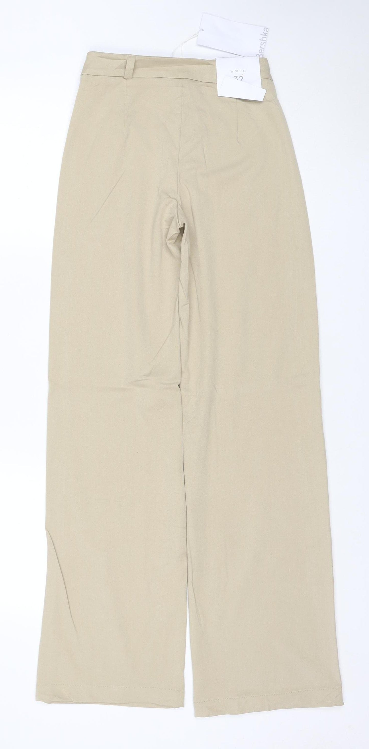 Bershka Women’s Beige UK 4 Wide Leg Tailored Dress Trousers