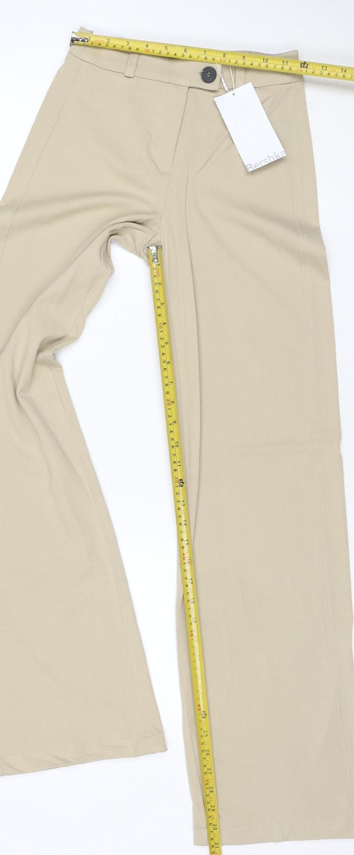 Bershka Women’s Beige UK 4 Wide Leg Tailored Dress Trousers