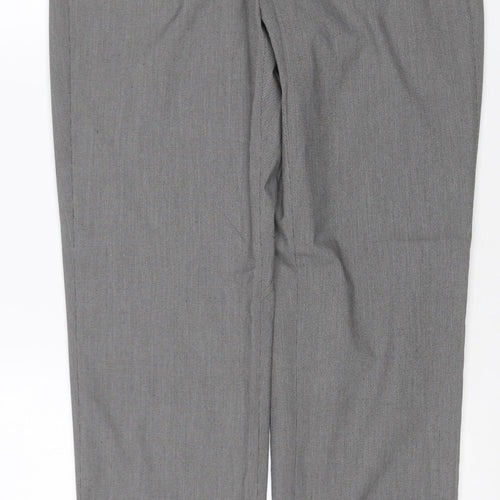 Marks and Spencer Men Grey 30R Regular Fit Check Dress Trousers
