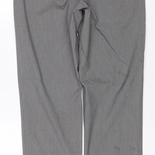 Marks and Spencer Men Grey 30R Regular Fit Check Dress Trousers