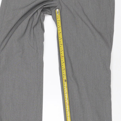 Marks and Spencer Men Grey 30R Regular Fit Check Dress Trousers
