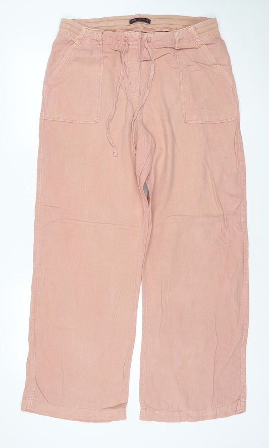 Marks & Spencer Women's Pink UK 14 Drawstring Wide-Leg Trousers