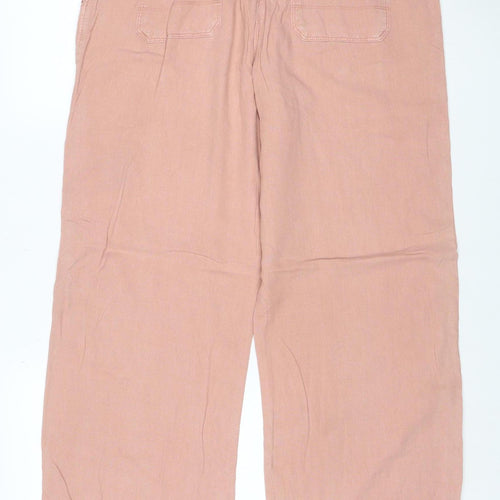Marks & Spencer Women's Pink UK 14 Drawstring Wide-Leg Trousers