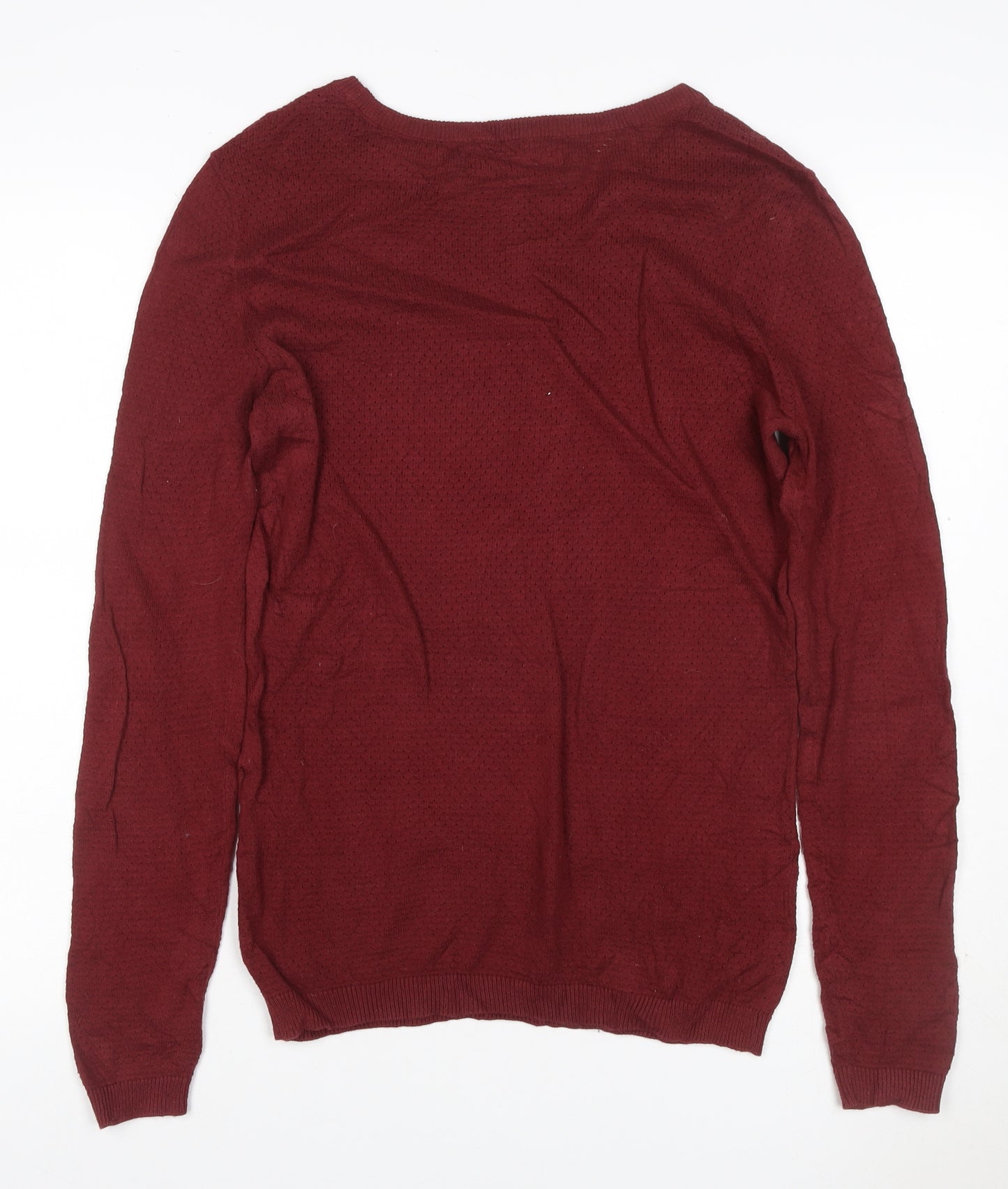 Vero Moda Women’s Red M Open Knit Crew Neck Long Sleeve Jumper