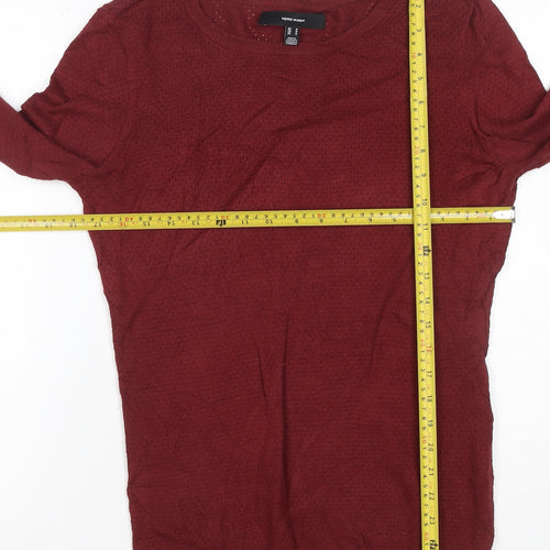 Vero Moda Women’s Red M Open Knit Crew Neck Long Sleeve Jumper