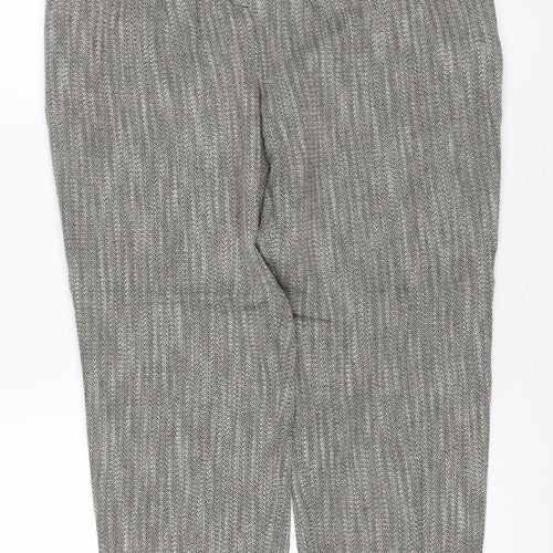 M&S Women Grey Mix UK 12 Regular Tapered Knit Cotton Trousers