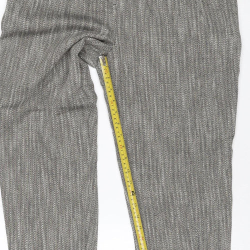 M&S Women Grey Mix UK 12 Regular Tapered Knit Cotton Trousers