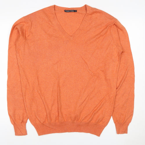 Woolovers Men’s Orange Cashmere Cotton V-Neck Pullover Jumper M