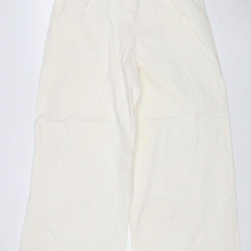 Marks and Spencer Women Ivory UK 16 Slim Wide-Leg Belted Trousers