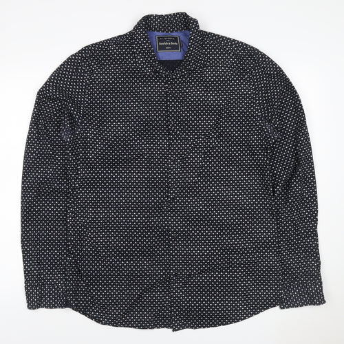 Scotch & Soda Men's Black XL Floral Print Long Sleeve Button-Up Shirt