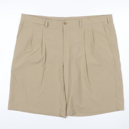 PGA TOUR Men's Beige Size 40 Chino Golf Shorts Flat Front Pockets