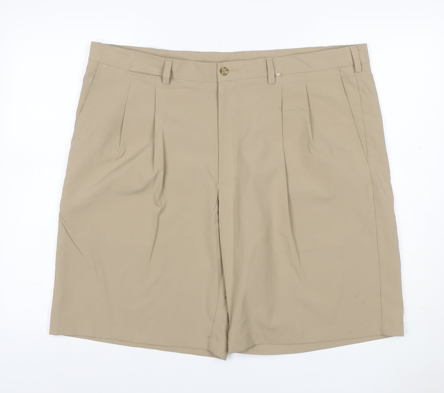PGA TOUR Men's Beige Size 40 Chino Golf Shorts Flat Front Pockets