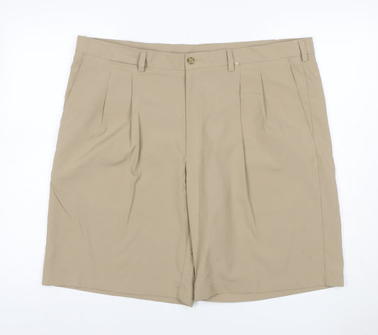 PGA TOUR Men's Beige Size 40 Chino Golf Shorts Flat Front Pockets