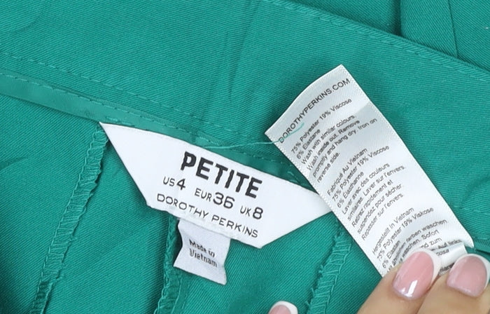 Dorothy Perkins Women Green Petite UK 8 Straight Tailored Dress Trousers