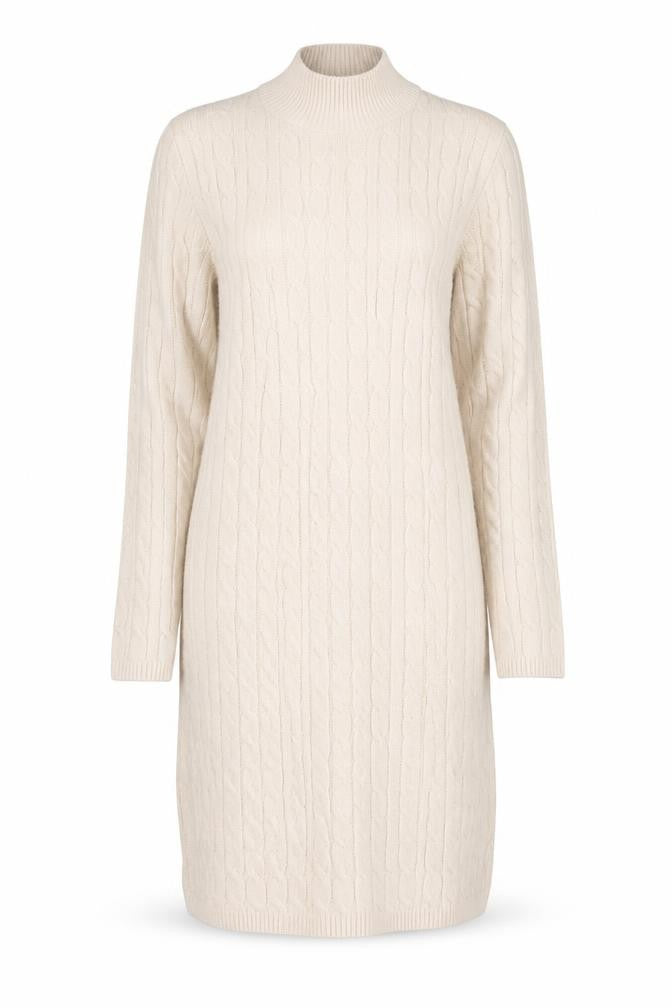 Hollister Women Ivory L Cable Knit Roll Neck Jumper Dress