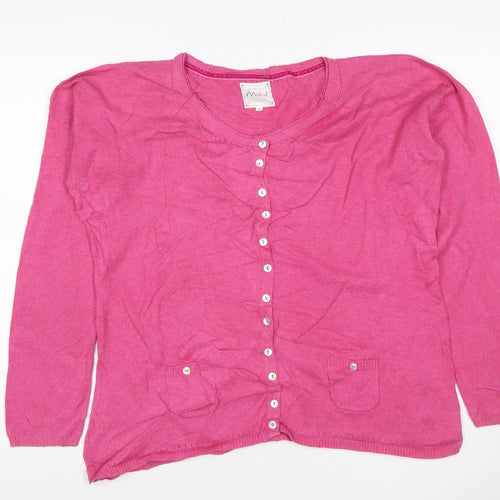 Mistral Women’s Pink Cotton Cardigan Size 18 Long Sleeve Button Pockets