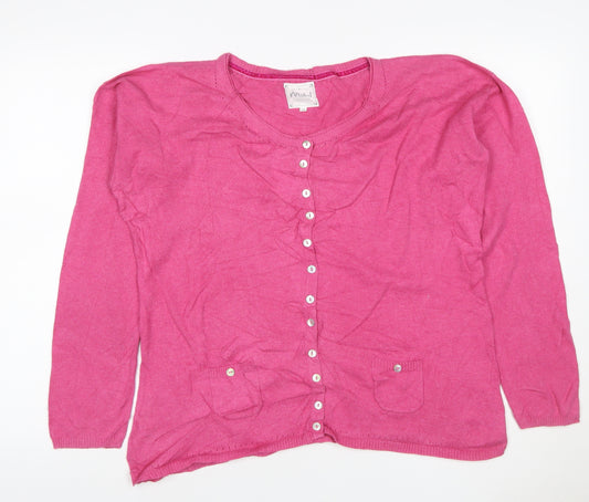 Mistral Women’s Pink Cotton Cardigan Size 18 Long Sleeve Button Pockets