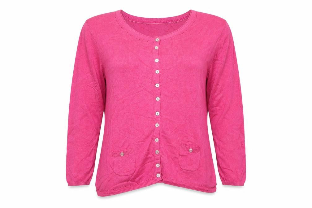 Mistral Women’s Pink Cotton Cardigan Size 18 Long Sleeve Button Pockets