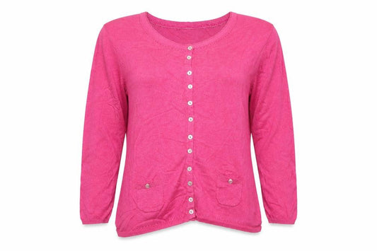 Mistral Women’s Pink Cotton Cardigan Size 18 Long Sleeve Button Pockets
