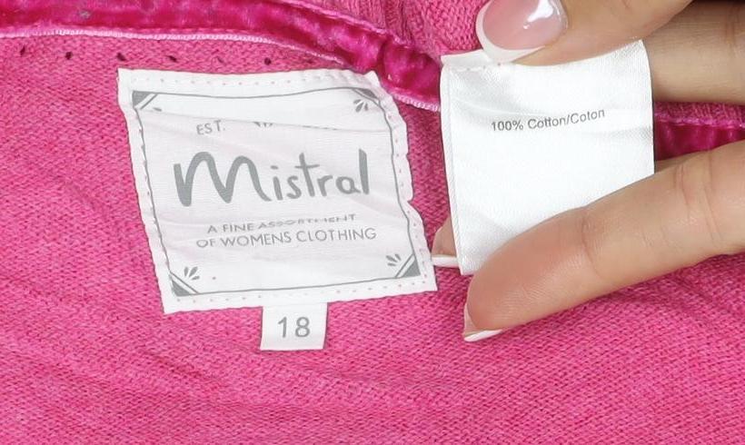 Mistral Women’s Pink Cotton Cardigan Size 18 Long Sleeve Button Pockets