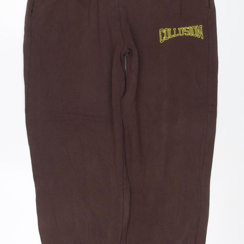 COLLUSION Women Brown M Jogger Sweatpants Elastic Waist Logo
