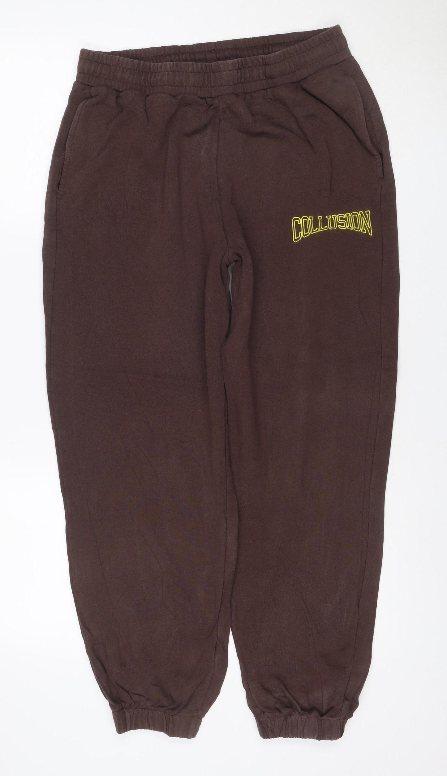 COLLUSION Women Brown M Jogger Sweatpants Elastic Waist Logo