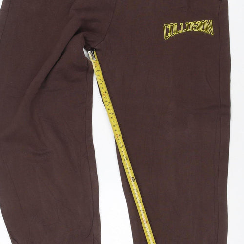 COLLUSION Women Brown M Jogger Sweatpants Elastic Waist Logo