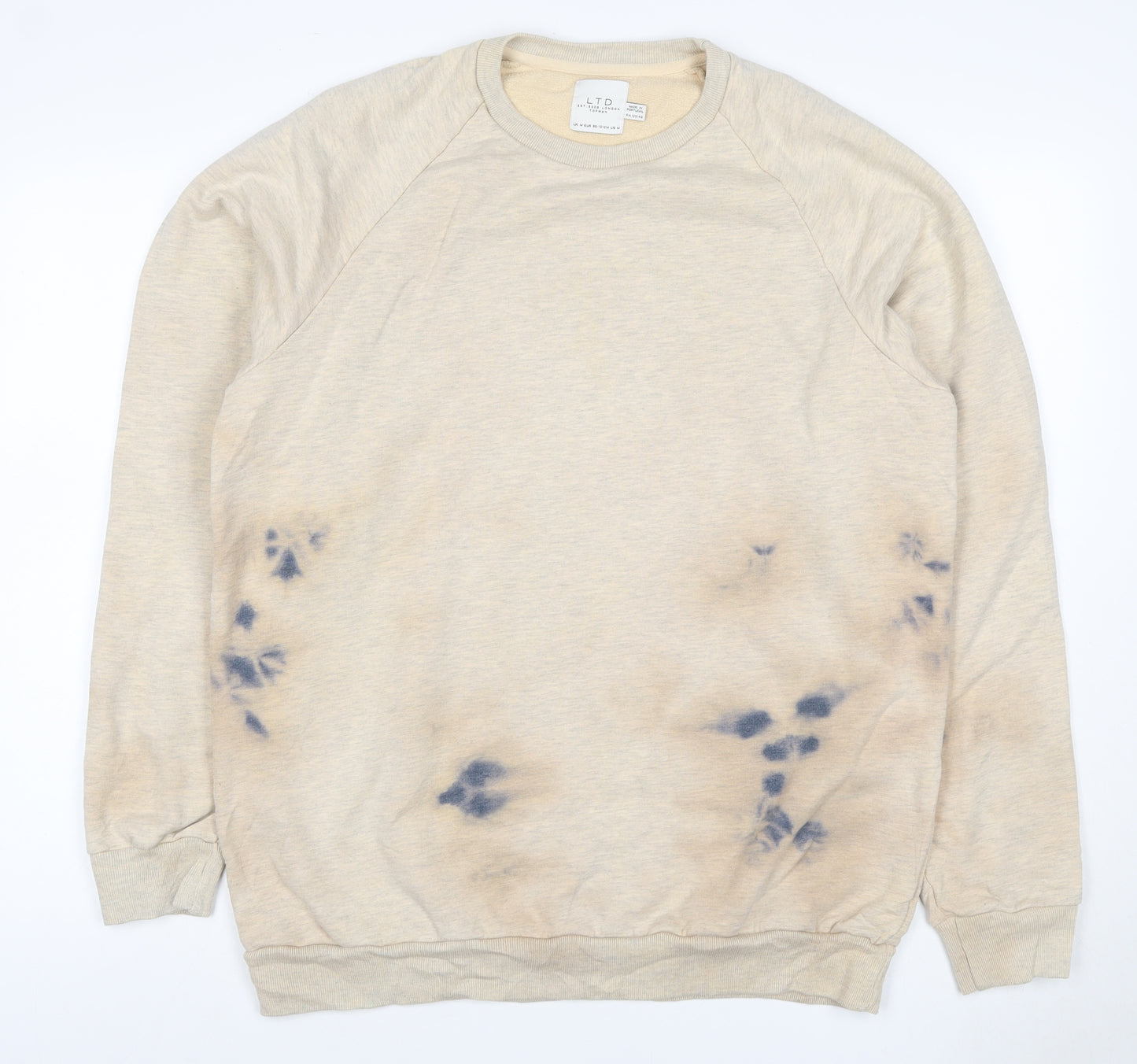 Topman LTD Men’s Beige M Pullover Crew Neck Graphic Sweatshirt