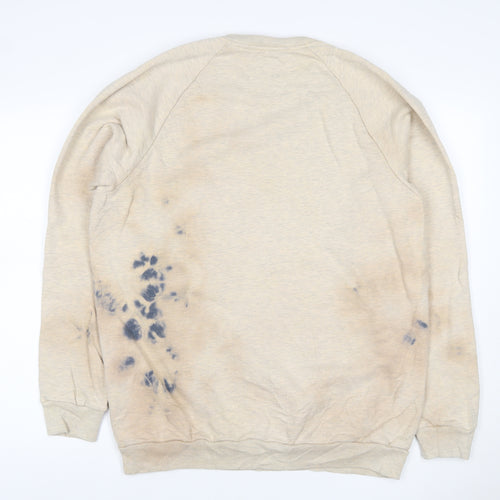 Topman LTD Men’s Beige M Pullover Crew Neck Graphic Sweatshirt