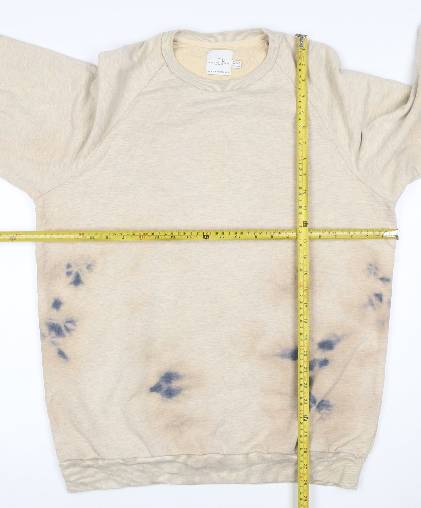 Topman LTD Men’s Beige M Pullover Crew Neck Graphic Sweatshirt