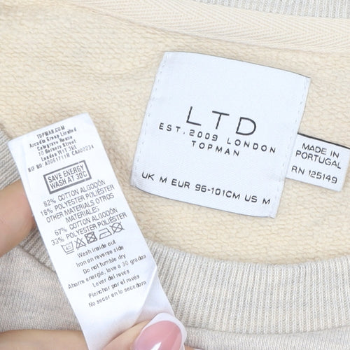 Topman LTD Men’s Beige M Pullover Crew Neck Graphic Sweatshirt