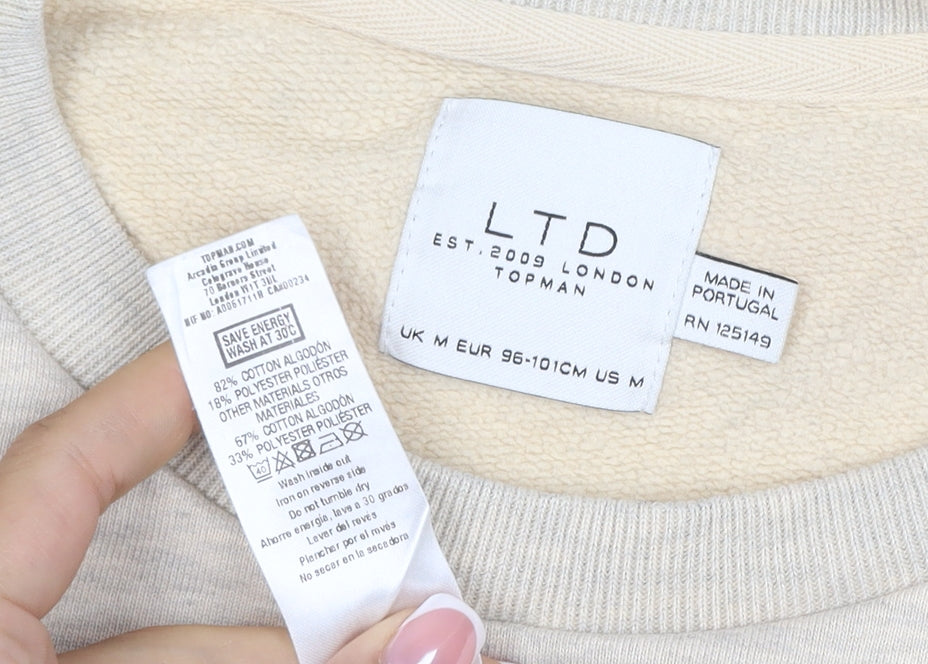 Topman LTD Men’s Beige M Pullover Crew Neck Graphic Sweatshirt