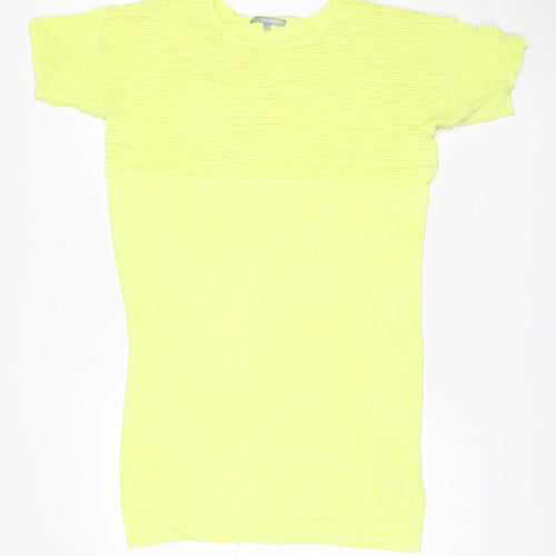 Oliver Bonas Women Yellow Size 8 Rib Knit Jumper Dress