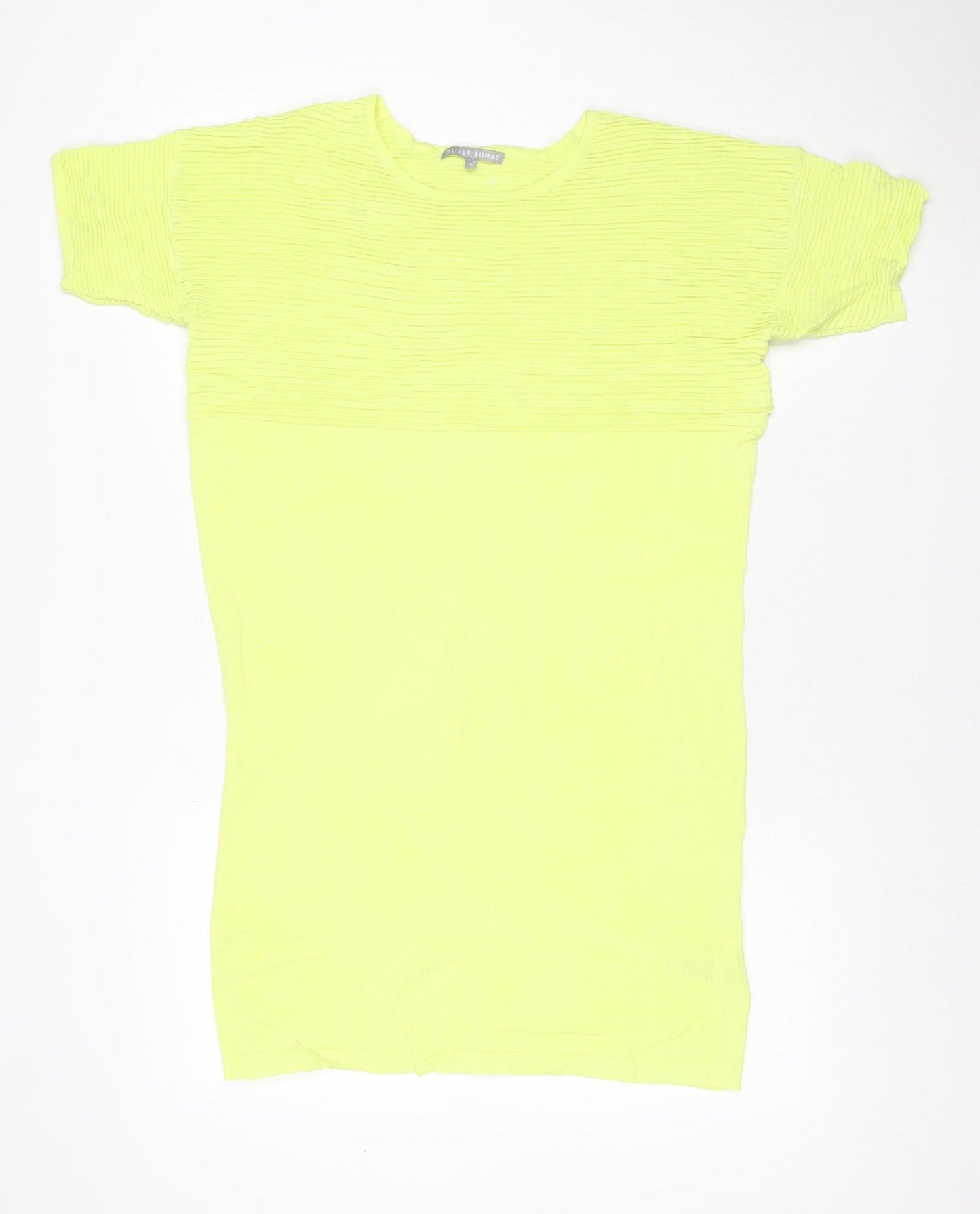 Oliver Bonas Women Yellow Size 8 Rib Knit Jumper Dress