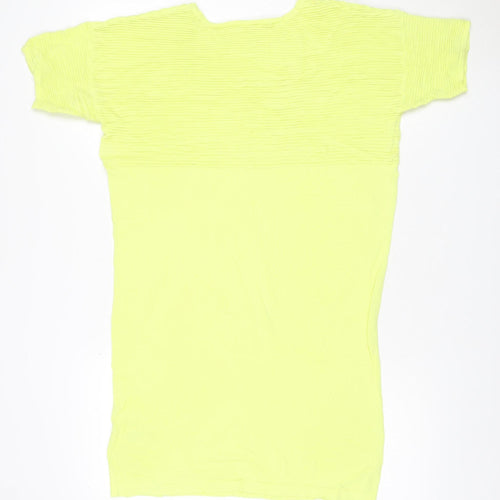 Oliver Bonas Women Yellow Size 8 Rib Knit Jumper Dress