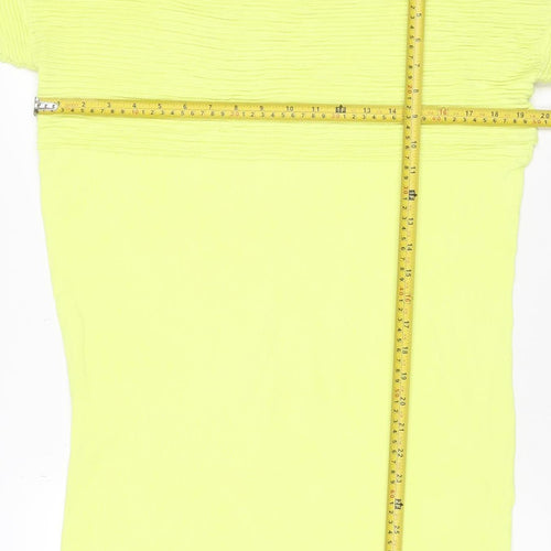 Oliver Bonas Women Yellow Size 8 Rib Knit Jumper Dress