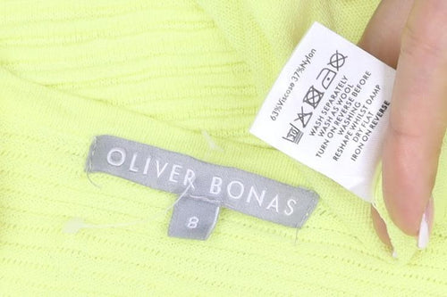 Oliver Bonas Women Yellow Size 8 Rib Knit Jumper Dress