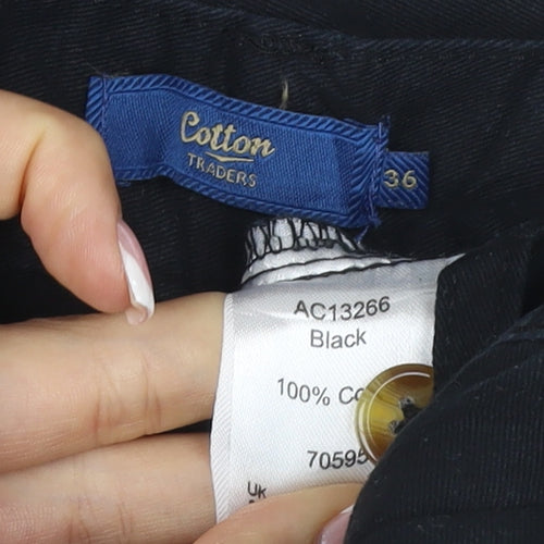 Cotton Traders Men's Black 36 Cargo Trousers Adjustable Waist