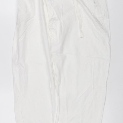 M&S Women’s White UK 12 Short Linen Blend Cargo Trousers
