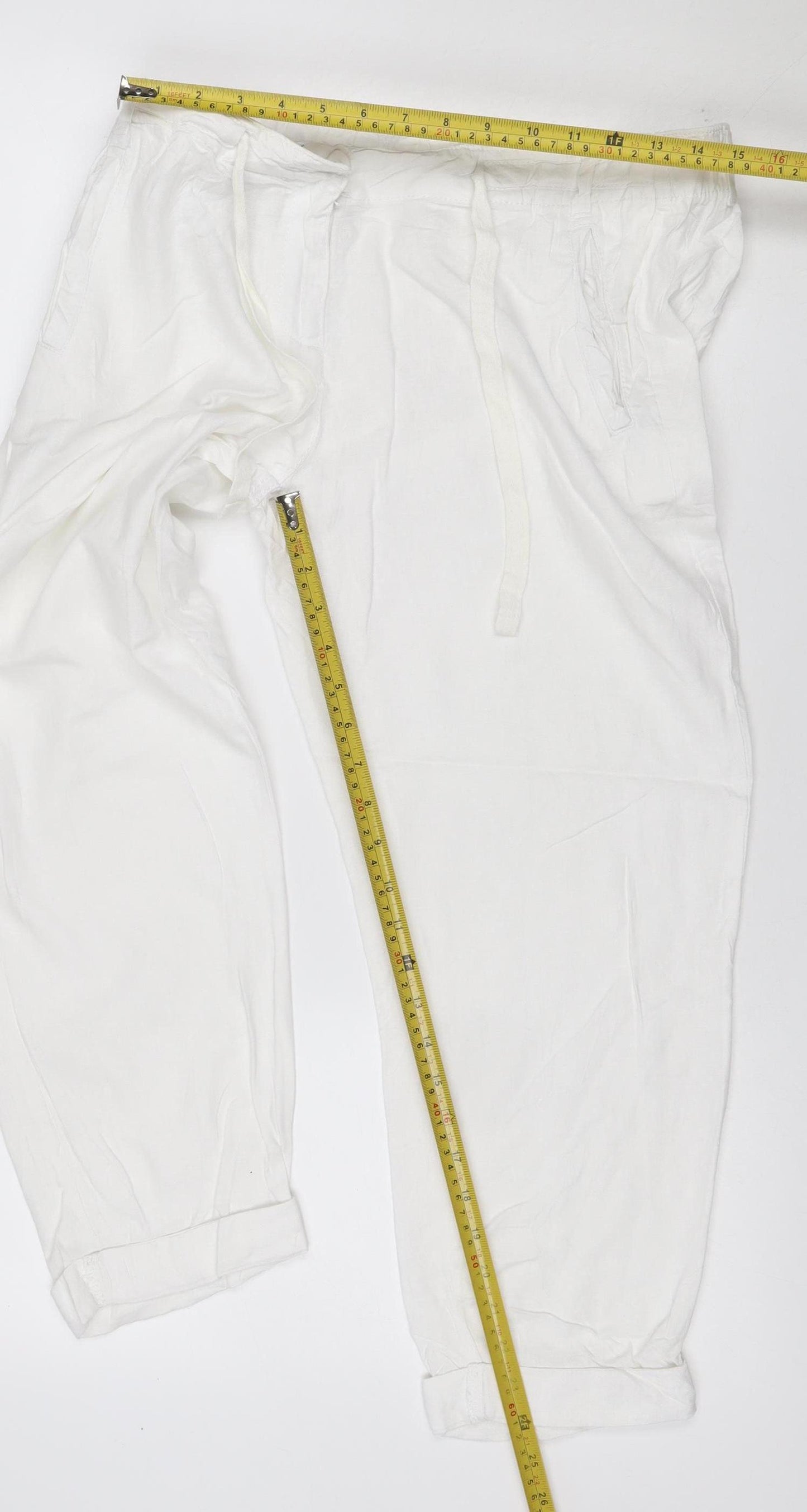 M&S Women’s White UK 12 Short Linen Blend Cargo Trousers