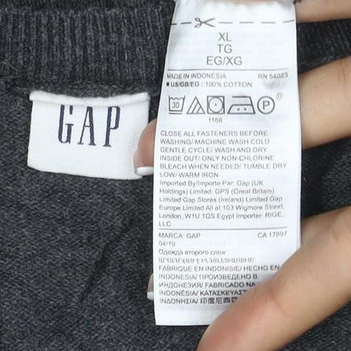 Gap Women’s Grey XL Cotton Button Front Cardigan Long Sleeve Knit